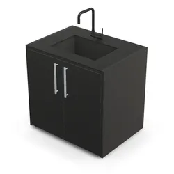 Brabura CT 90 Waschbeckenmodul - Nero Zimbabwe / Anthrazit / Silberner Griff