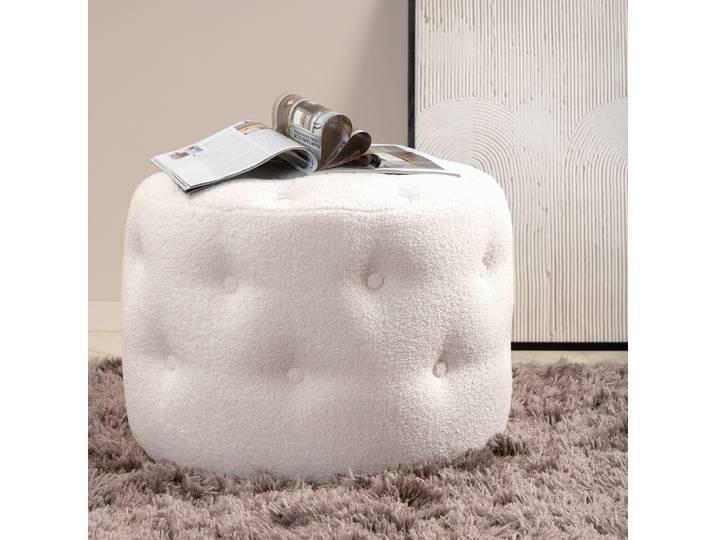 Pouf Benjamin Ø 55cm Blanc/Crème
