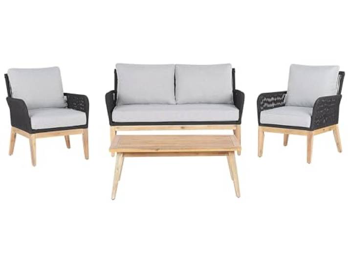 Lounge Set Akazienholz Garten Terasse Balkon 4 Personen grau Merano II