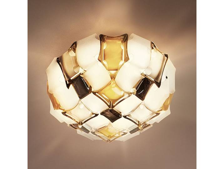 Plafonnier Mida, Ø 67 cm, ambre/blanc - Slamp - Salon / séjour - Design - Plastique - Rond