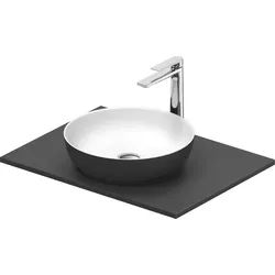 Duravit Sivida Waschtisch Set rund inklusive Konsole 680x500x123mm, 268012FI00, Farbe: Waschtisch Innen: Weiß Seidenmatt, Außen: Dunkelgrau Matt; Konsole: Dunkelgrau