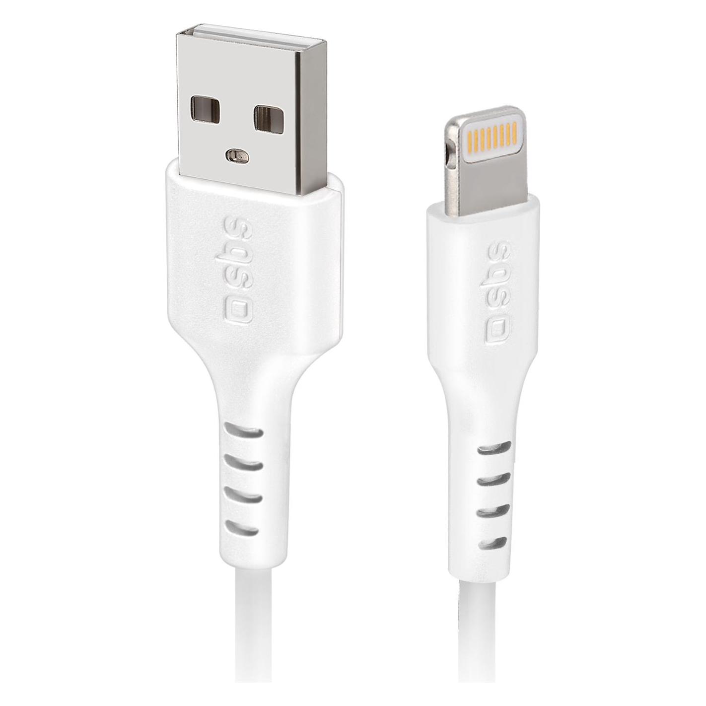 SBS Daten- und Ladekabel USB - Lightning (3 m, USB 2.0) (TECABLEUSBIP5389W)