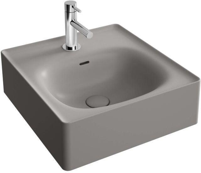 VitrA Equal Handwaschbecken 7240B476-0001 43x45cm, mit Hahnloch mittig/Überlaufschlitz, steingrau matt VC