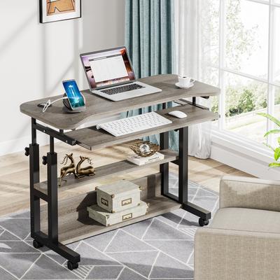 YUZHOU Height Adjustable Portable Desk with Power Outlets