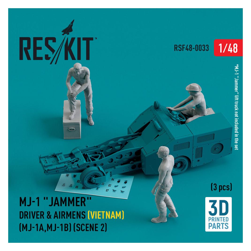 ResKit MJ-1 Jammer Driver & airmens (Vietnam) (MJ-1A,MJ-1B) (scene 2) (3 pcs) (3D Printed) (RSF48-0033)