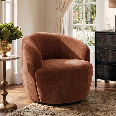 Housely "28.5"" Wide Modern Chenille Swivel Barrel Accent Chair Single"