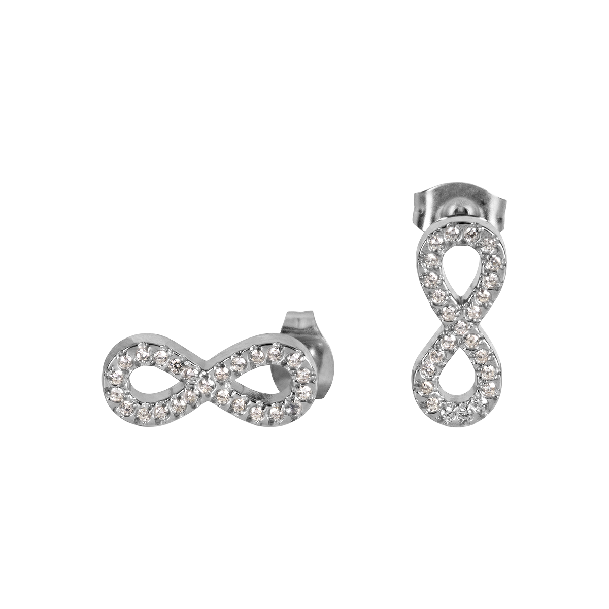 Jacques Lemans Ohrstecker Edelstahl Infinity mit Zirkonia