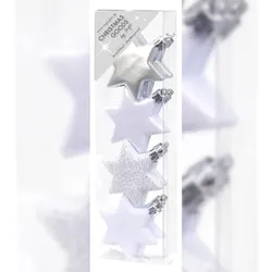 Holly & Jolly 8 Sterne 6cm Kunststoff Christbaumschmuck Weihnachtsbaumschmuck Dekoanhänger