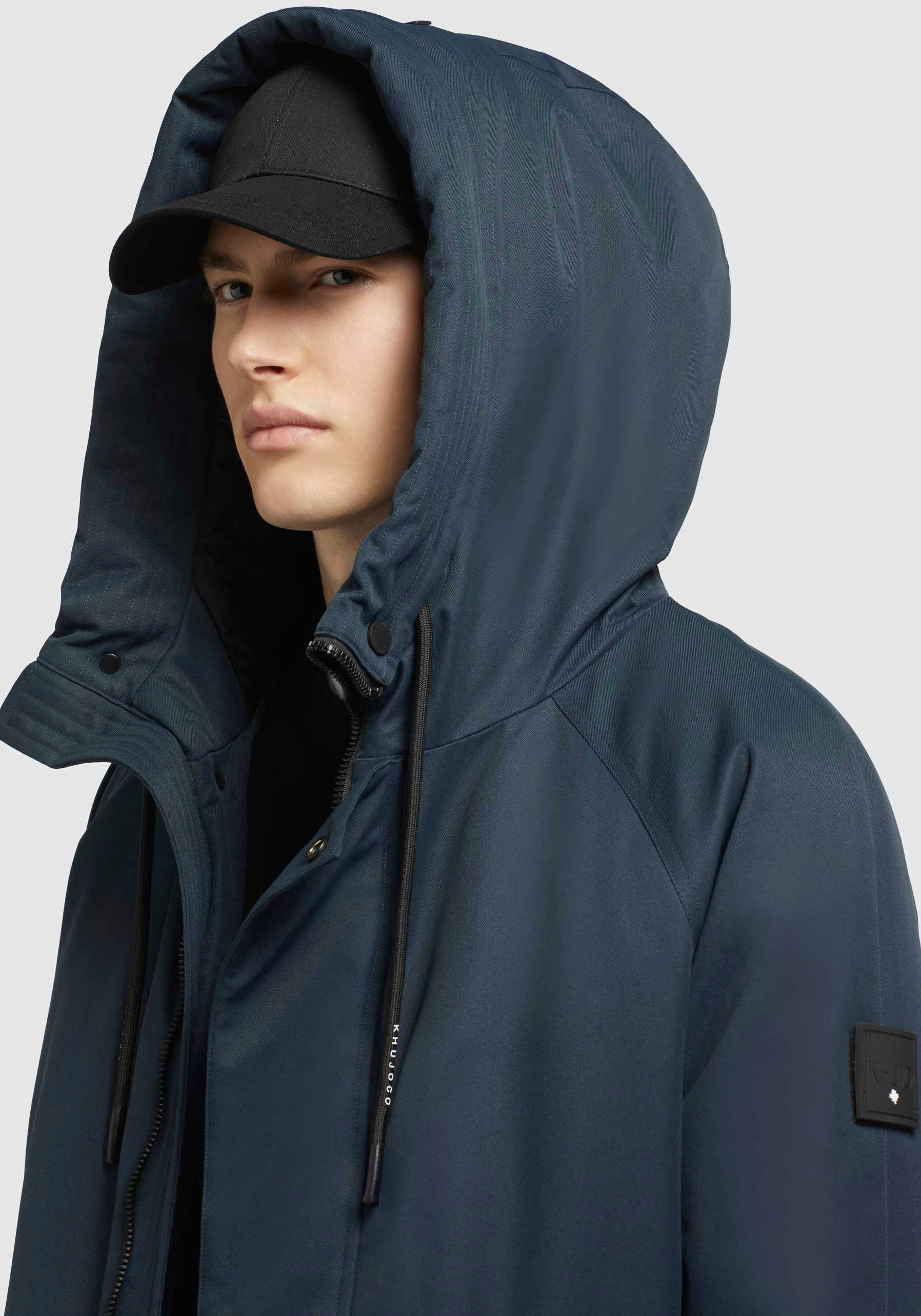 Winterjacke KHUJO "TANDEM", Herren, Gr. S, blau (marine), Web, Obermaterial: 100% Polyester, unifarben, weit ca. Mitte Oberschenkel, Jacken Winterjacke, Kordelzug an der Taille marine S
