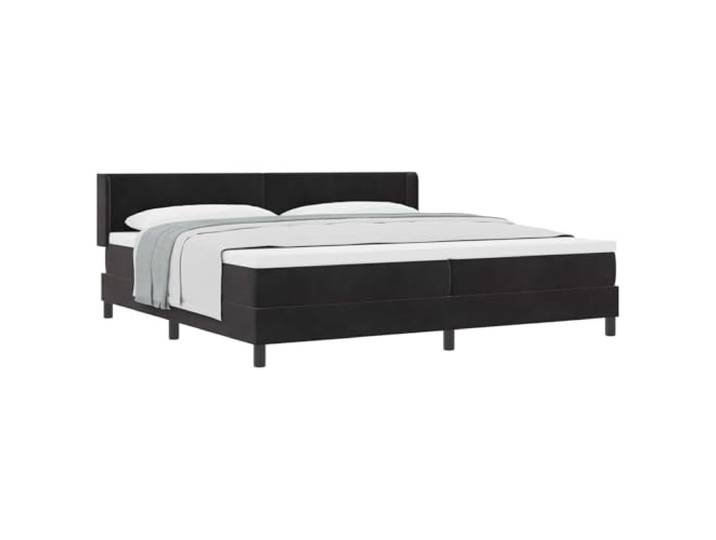 KKgypkn Boxspringbett Samt 200x200 mit Matratze und höhenverstellbarem Kopfteil Schwarz, Boxspringbett 200x200 cm mit Taschenfederkern-Matratze, modernes Design mit Pfostenbeinen