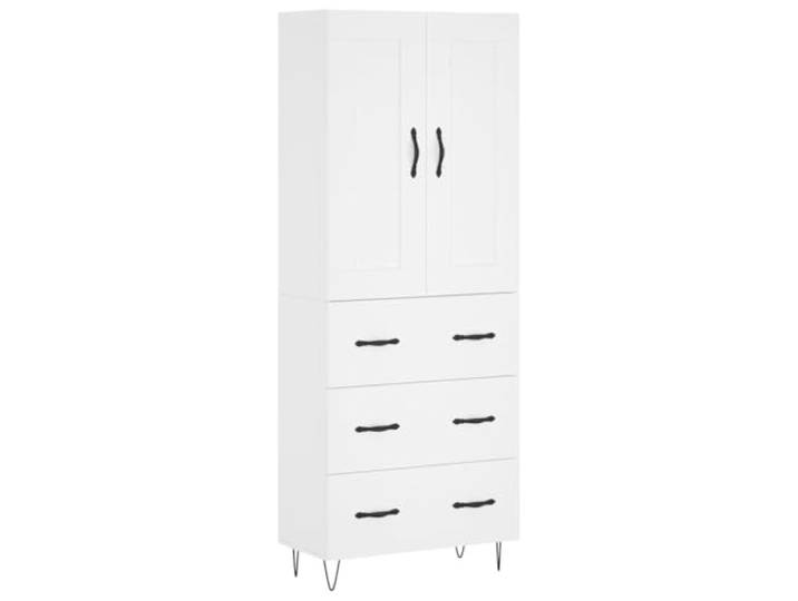GFMGUEMV Highboard Weiß 69,5x34x180 cm Holzwerkstoff mit Türen Weiß, Holzwerkstoff, Metallfüße, Türen, viel Stauraum, 180 cm hoch