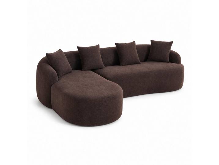 Wishdor Ecksofa 3-Sitzer Chenille Braun werkzeugfrei montierbar, L-Form, 243x150 cm, Wohnzimmer, Sofas & Couches, Wohnlandschaften, Ecksofas
