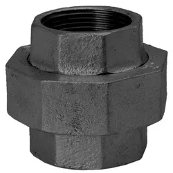 Hermann Schmidt Temperguss 330 Verschraubung 14330050 DN 50, 2", flach dichtend, IG/IG, schwarz