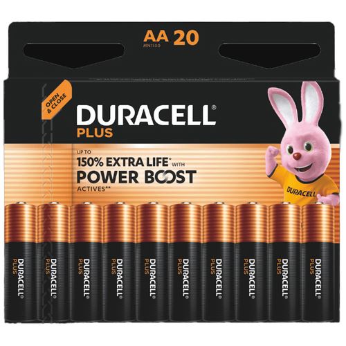 DURACELL Batterien PLUS Alkali-Mangan Mignon AA 1,5 V, 20 St.