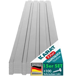 Karat homeliving Trapezblech   Wand- & Dachverkleidung   Profilblech   Hellgrau   15 Stück