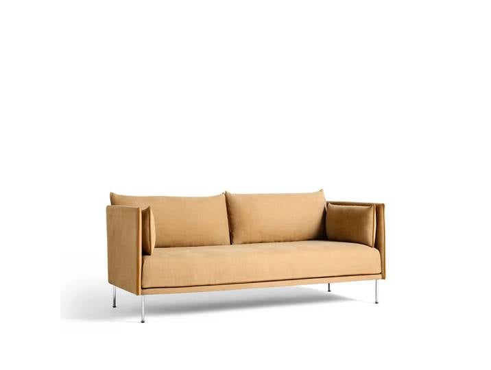 HAY Silhouette 2-Sitzer Sofa Linara 142 cognac-Chrombeine