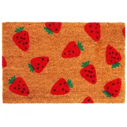 Relaxdays Kokos Fußmatte mit Motiv 60x40 cm Grün,Hellbraun,Rot