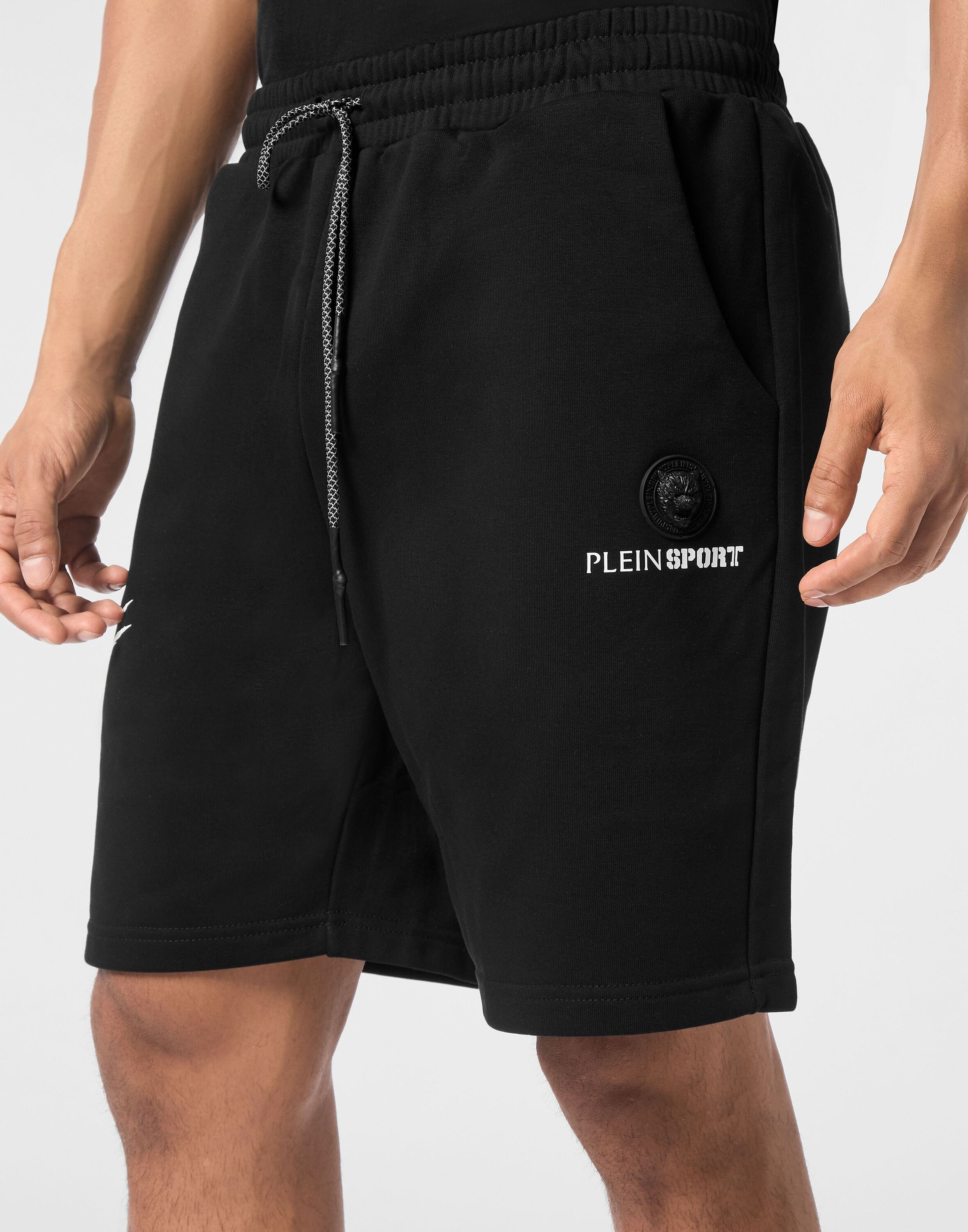 Bermudas PLEIN SPORT "Scratch", Herren, Gr. XXL, US-Größen, schwarz (02, schwarz), Obermaterial: 87% Baumwolle, 13% Polyester, Hosen Bermudas