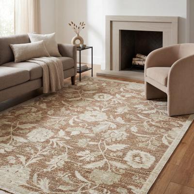 Style Haven Carmel Global Botantical Rust/ Beige Fringed Mix Pile Rug