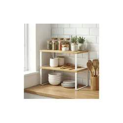 Küchenregal 2er-Set   ¦ holzfarben ¦ Metall,Bambus ¦ Maße (cm): B: 39,7 H: 15,5