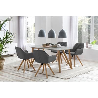 Essgruppe SALESFEVER "Växjö - Elegant gestaltete Sitzgruppe", grau, Sitzmöbel-Sets, Essgruppe, bestehend aus 4 modernen Polsterstühlen und einem 180 cm breiten Tisch