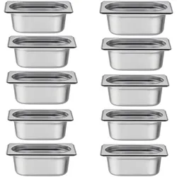 Gastronoble Vogue GN-Behälter GN1/9 - 6,5cm - 0,6 L - 10 Behälter - Edelstahl