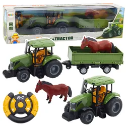Ferngesteuertes RC-Traktor-Set mit Anhänger und Pferd