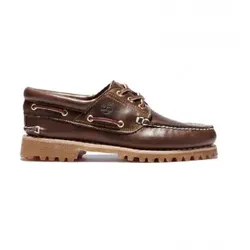 Timberland für Herren. TB0300032141 Leder Bootsschuhe Authentics 3 Eye Classic Lug braun (43), Wohnung, Schnürsenkel, Lässig