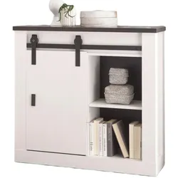 AKTENSCHRANK weiß Pinie, anthrazit Landhaus, Büro Kommode 93 x 91 cm