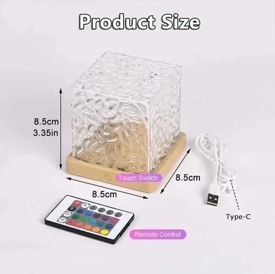 Uplift Essentials Dynamic Rotating Water Ripple Projector Flame Crystal Atmosphere Lamp small 16 Color