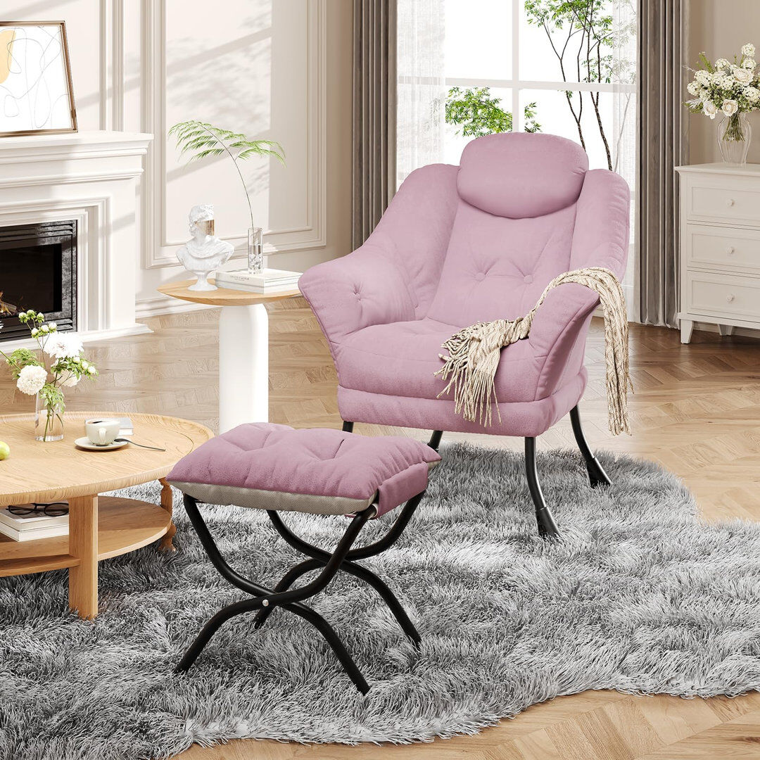 Brayden Studio Upholstered Bean Bag Chair Pink 95cm H X 65cm W X 80cm D