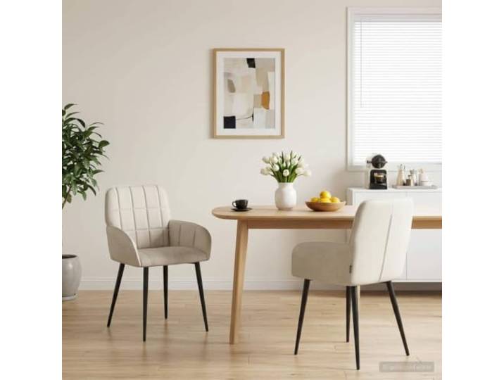 UYPTERF Esszimmerstühle 2 STK Samt Creme 57 x 50 x 85 cm Metallbeine, Armlehnen, ergonomische Neigung, leichte Reinigung, vielseitig für Essbereich