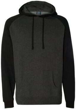 Independent Trading Co. IND40RP Raglan Hooded Sweatshirt in Charcoal Heather/Black size Medium   Cotton/Polyester Blend IND40R, IND40RPJ1