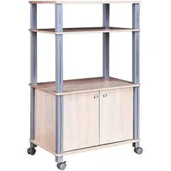 COSTWAY Mikrowellen-Küchenregal mit Rädern und 2 Türen, Multifunktional und Flexibel