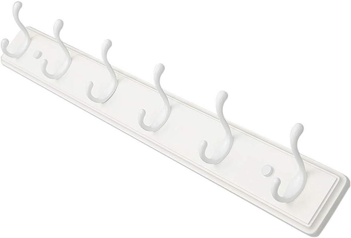 Witte wandkapstok met 6 haken in moderne minimalistische stijl