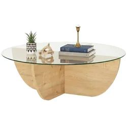 Dmora Jolanda - Couchtisch, 90x90x30h cm Eiche Braun, Runde Form