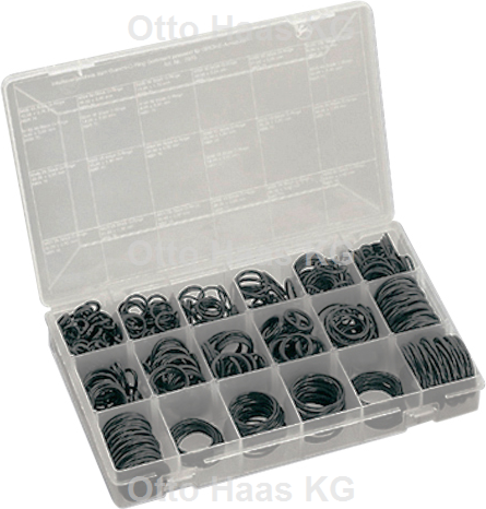 HAAS O-Ring-Sortiment 7375 für GROHE Armatur, 845 Stück, 270x180x2mm, Gummi, transparent