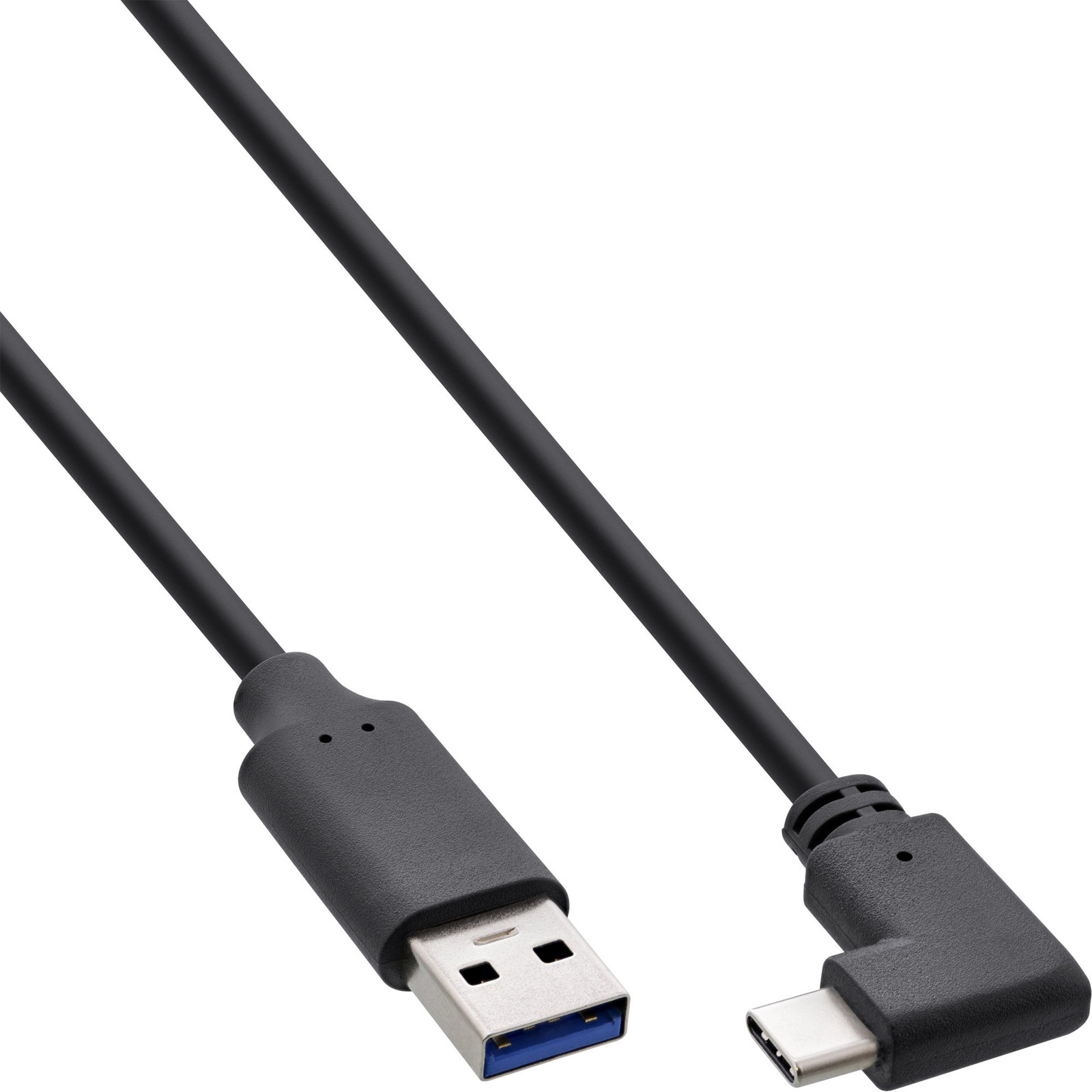 InLine USB 3.2 kabel met USB-C haakse stekker naar USB-A stekker, zwart, 2 meter