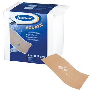 Actiomedic Pflaster Aquatic, 1 Rolle, wasserfest, sensitiv, atmungsaktiv, 5m x 8cm