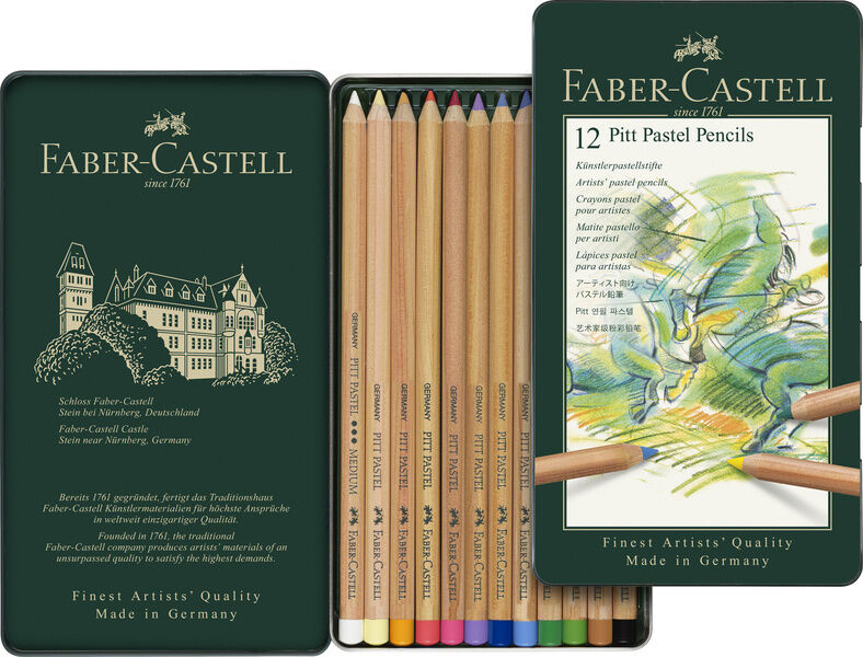 Faber Castell Pastelpotlood Pitt - set 12 stuks in blik   4005401121121   Verf