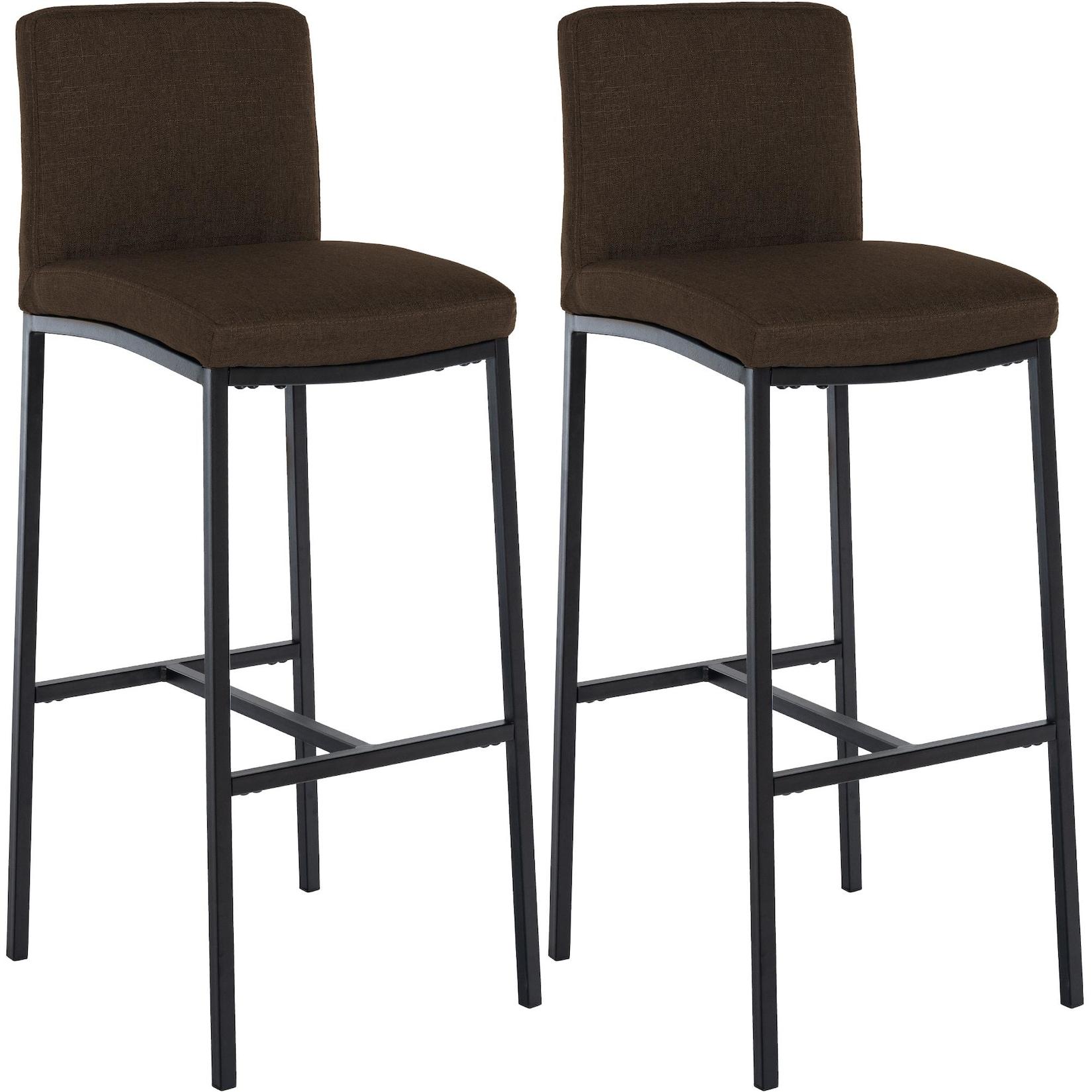 CLP Barhocker 2er Set mit Lehne Freeport, Barstühle gepolstert, moderne Tresenstühle mit Metallgestellen matt-schwarz und Fußablagen