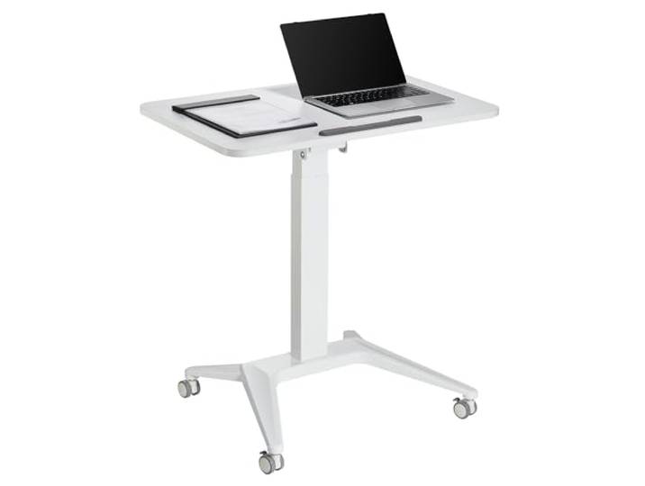 Maclean Bureau Mobile pour Ordinateur Portable\, Blanc\, réglage pneumatique de la Hauteur\, 80x52cm\, 8kg Max\, 109cm h\, MC-453W