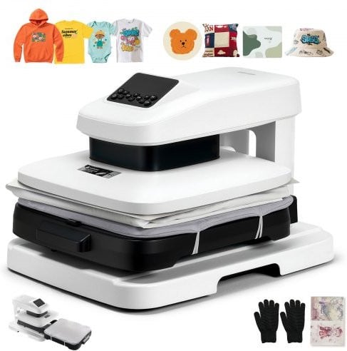 VEVOR Automatische hittepers voor sublimatie en vinyl, wit, 38 x 38 cm
