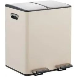 Relaxdays Mülleimer Küche 2x 15 Liter, Abfalleimer, Beige
