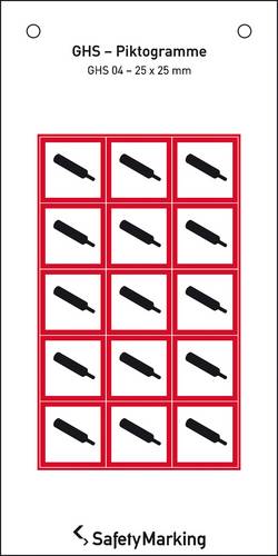 SafetyMarking 30.B1022 GHS-Gefahrenpiktogramm 04 Gasflasche Folie selbstklebend (B x H) 25mm x 25mm 15St.