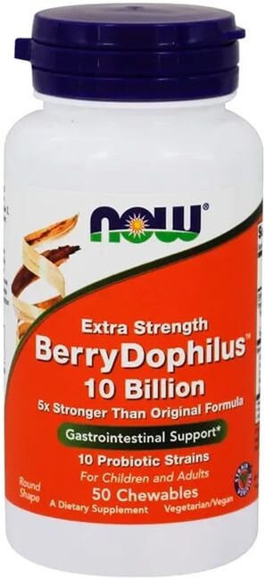 Now Foods Extra Strenght Berrydophilus 10 Billion 50 Ch.Tabs