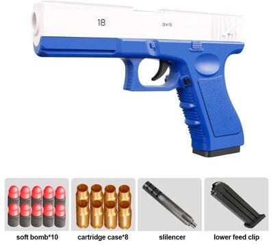 Useful Little Things Foam Dart Blaster Toy Pistol With Shell Ejection blue White