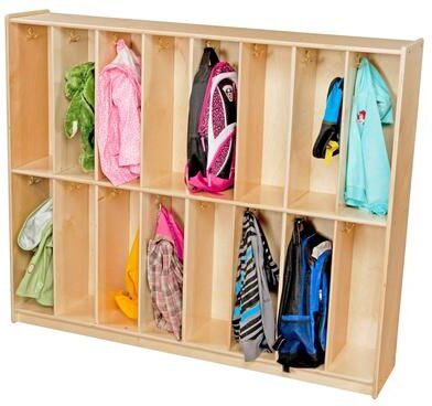 Contender Twin Trim 16-Section Birch Plywood Locker with Hooks - 60