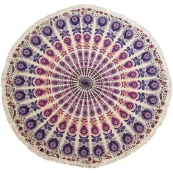 Small Mandala Roundie Cotton Art (130cm) - Peacock Purples