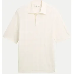 open structure knit polo Beige 3XL